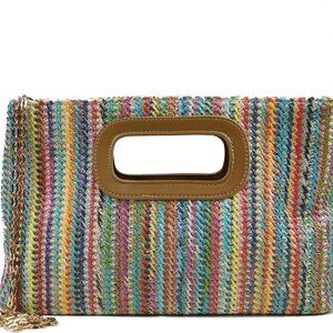 Woman Knitted Straw Clutch Bag Eco-Friendly Small Wallet for Summer Travel
